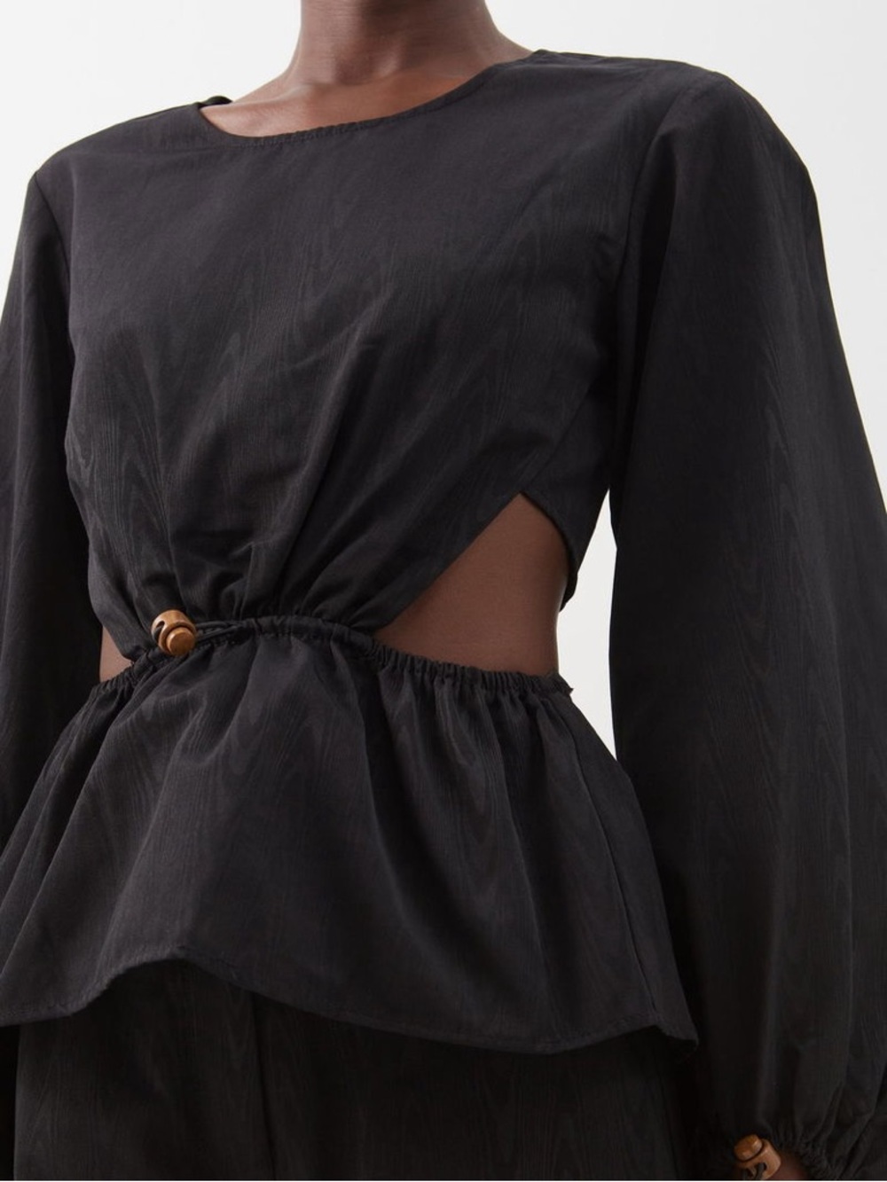 STAUD Ivy Black Cut Out Peplum Top - Picture 4 of 8